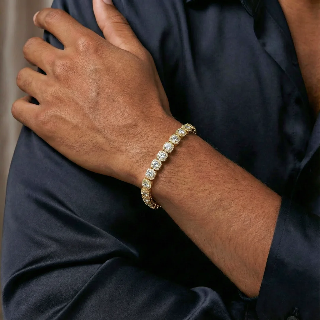 Clustered Tennis Bracelet (Gold) - 8mm - Image 2