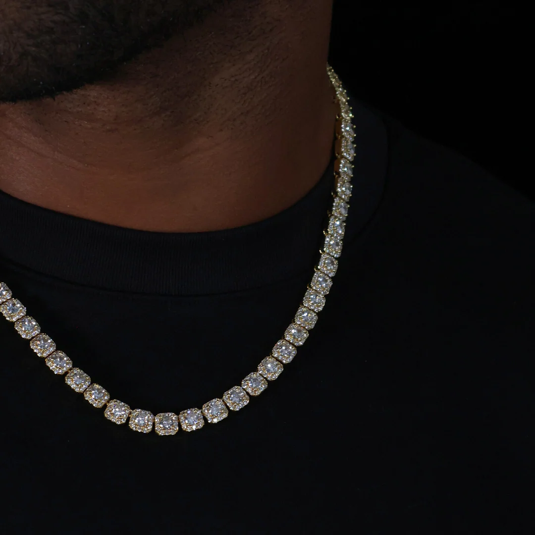 Clustered Tennis Chain (Gold) - 8mm - Image 5