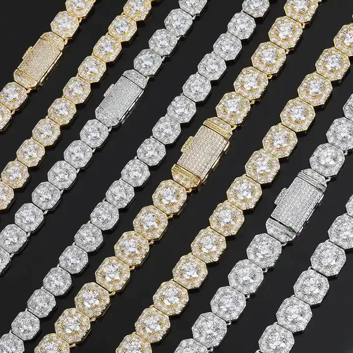 Clustered Tennis Chain (Gold) - 8mm - Image 6