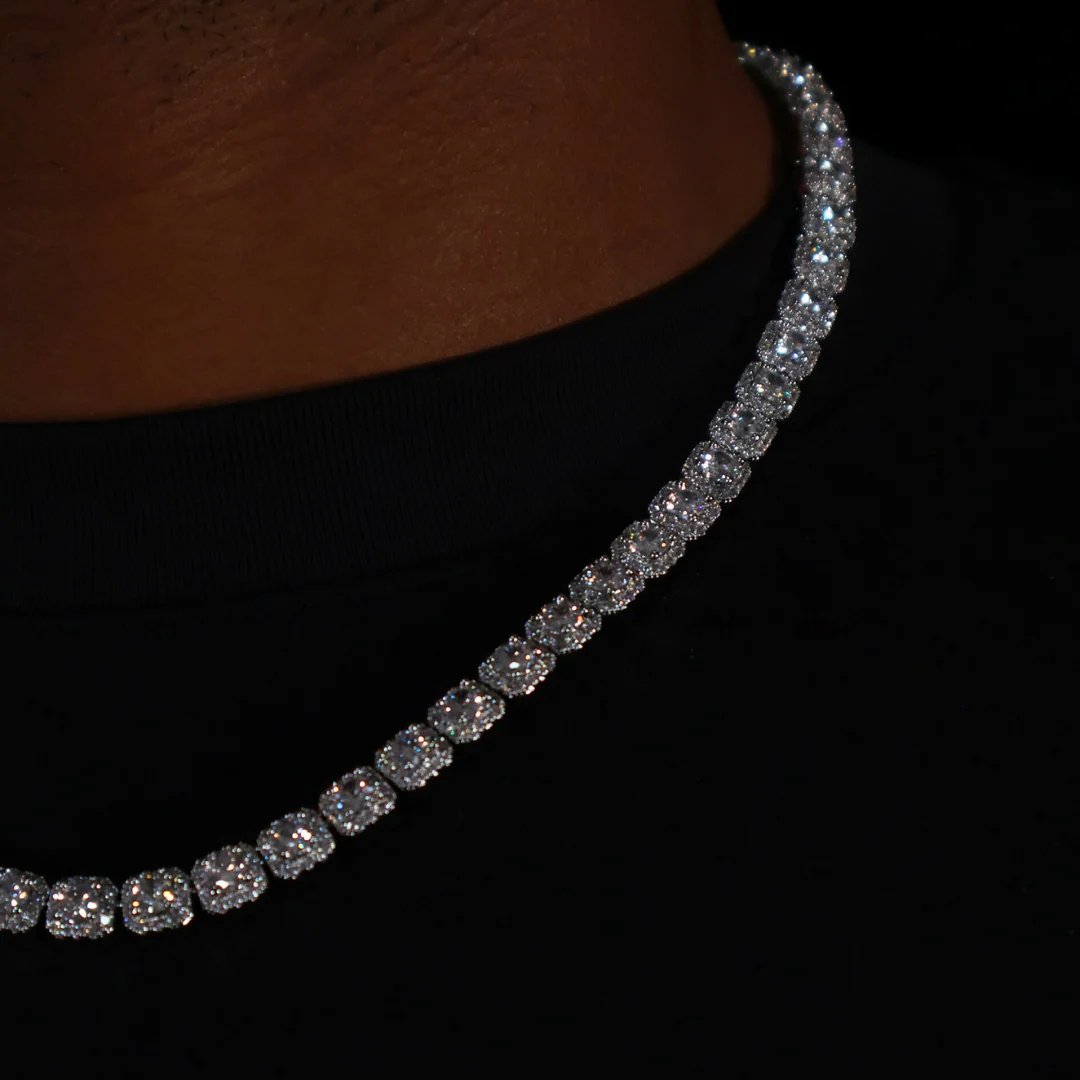 Clustered Tennis Chain (Silver) - 8mm - Image 4