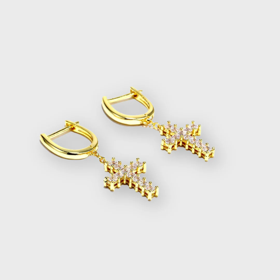 Cross Earrings (Gold) - Image 3