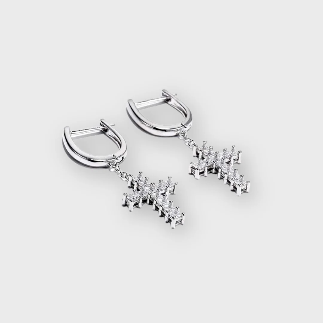 Cross Earrings (Silver) - Image 3