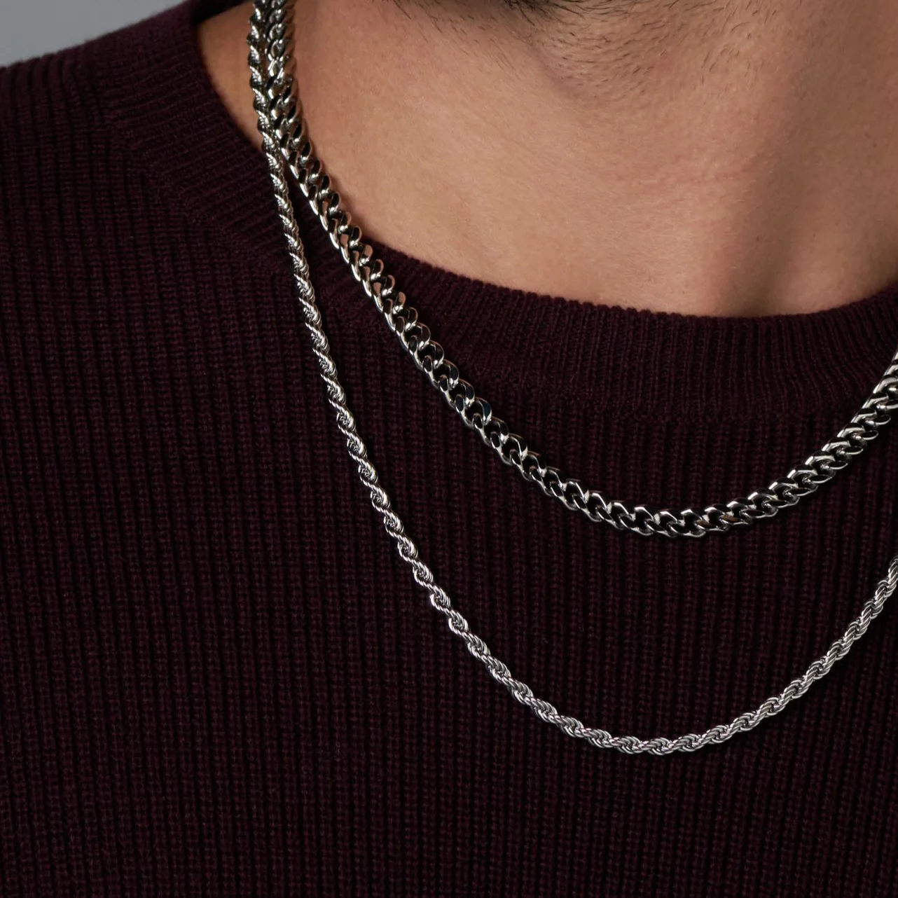 Cuban 5mm + Rope 4mm Stack (Silver) - Image 5