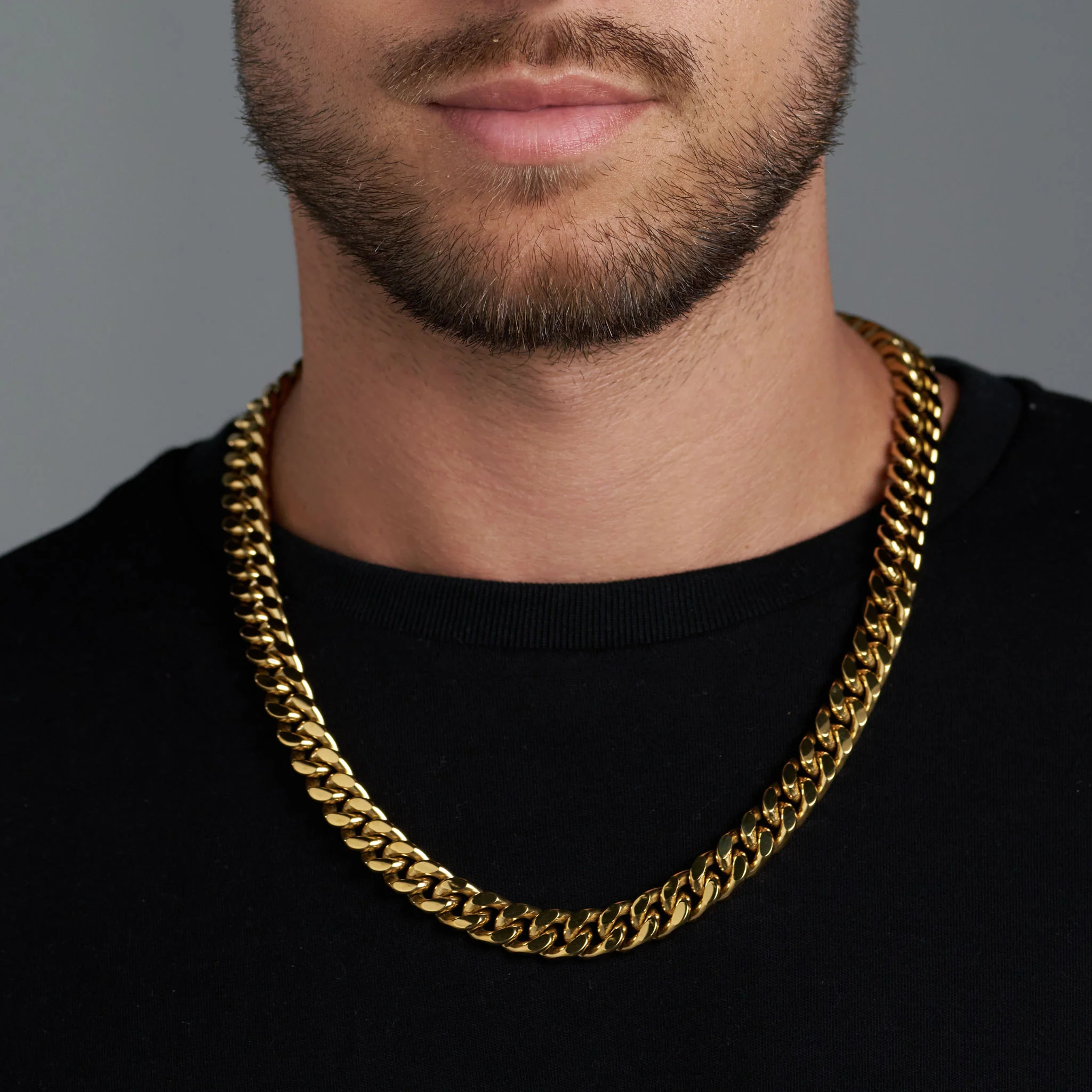Cuban Link Chain + Bracelet (Gold) - 12mm - Image 2