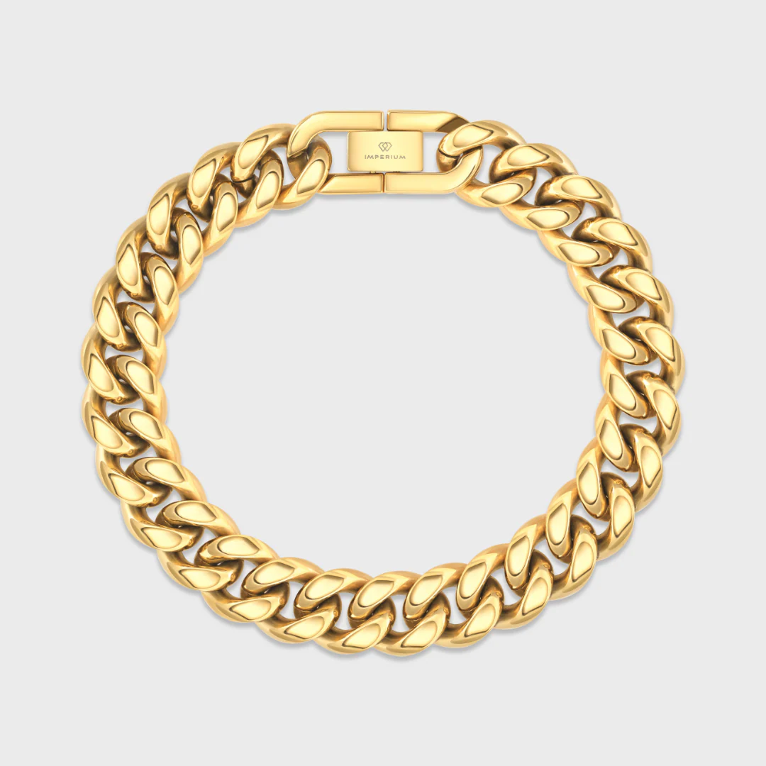 Cuban Link Chain + Bracelet (Gold) - 12mm - Image 4