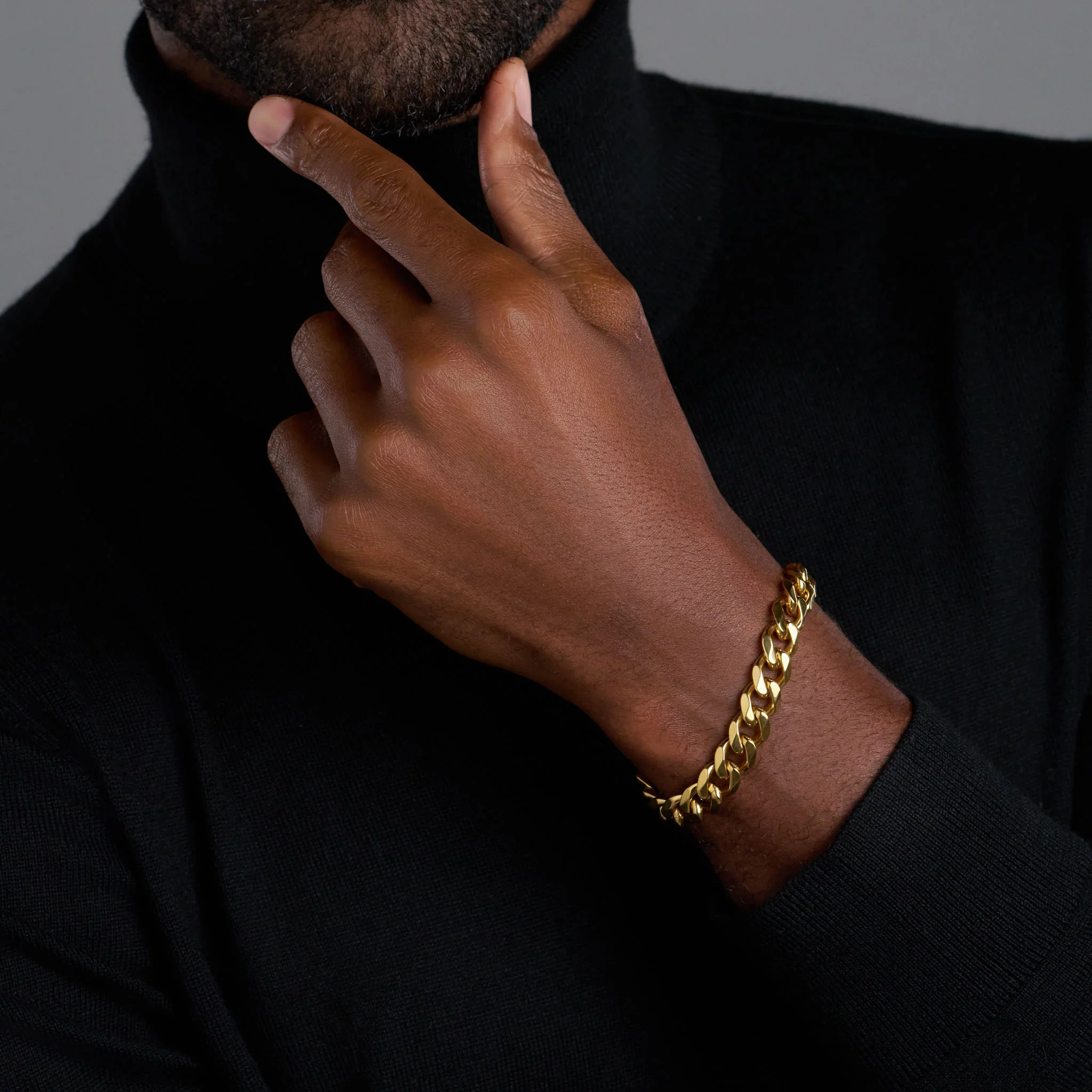 Cuban Link Chain + Bracelet (Gold) - 12mm - Image 6