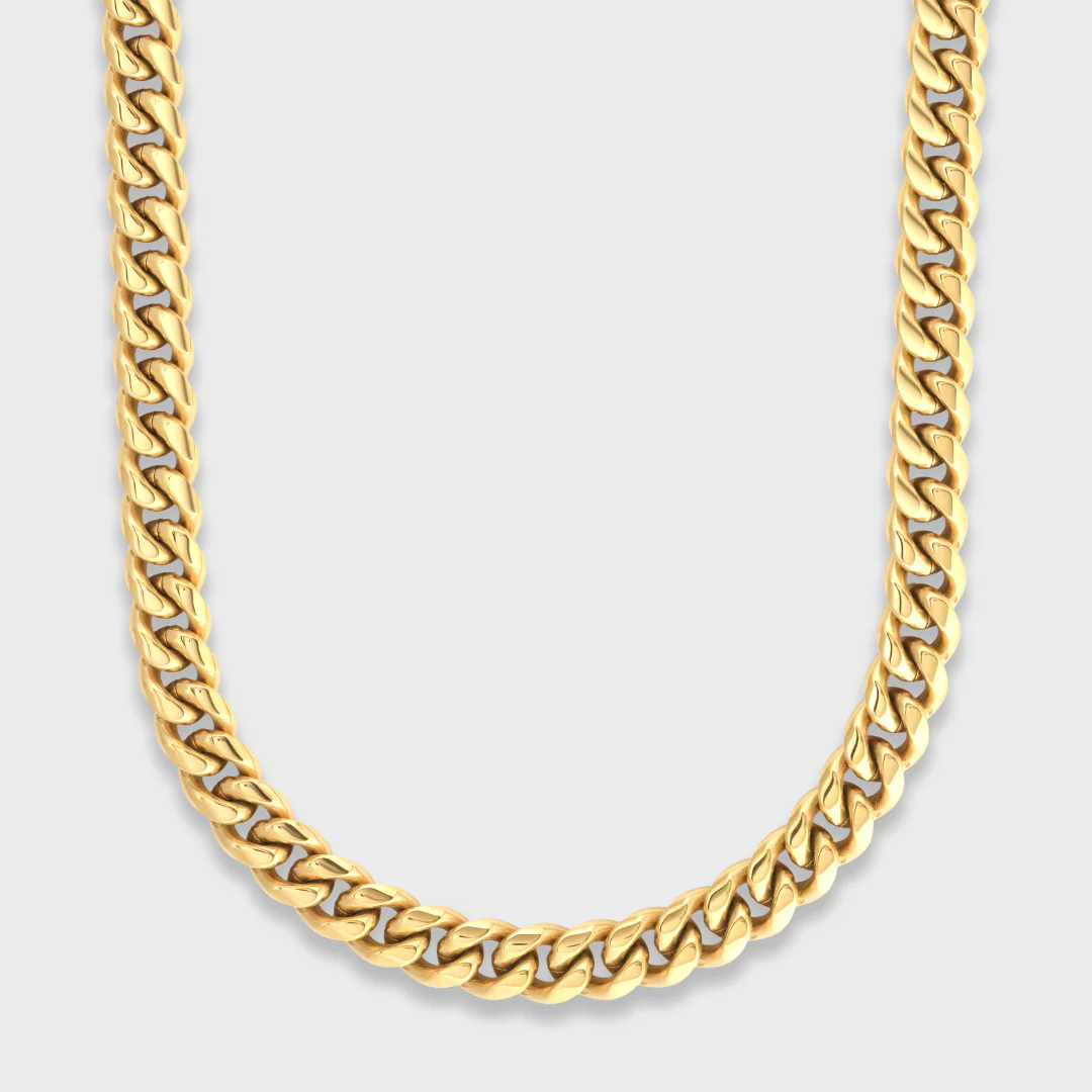 Cuban Link Chain + Bracelet (Gold) - 8mm - Image 4