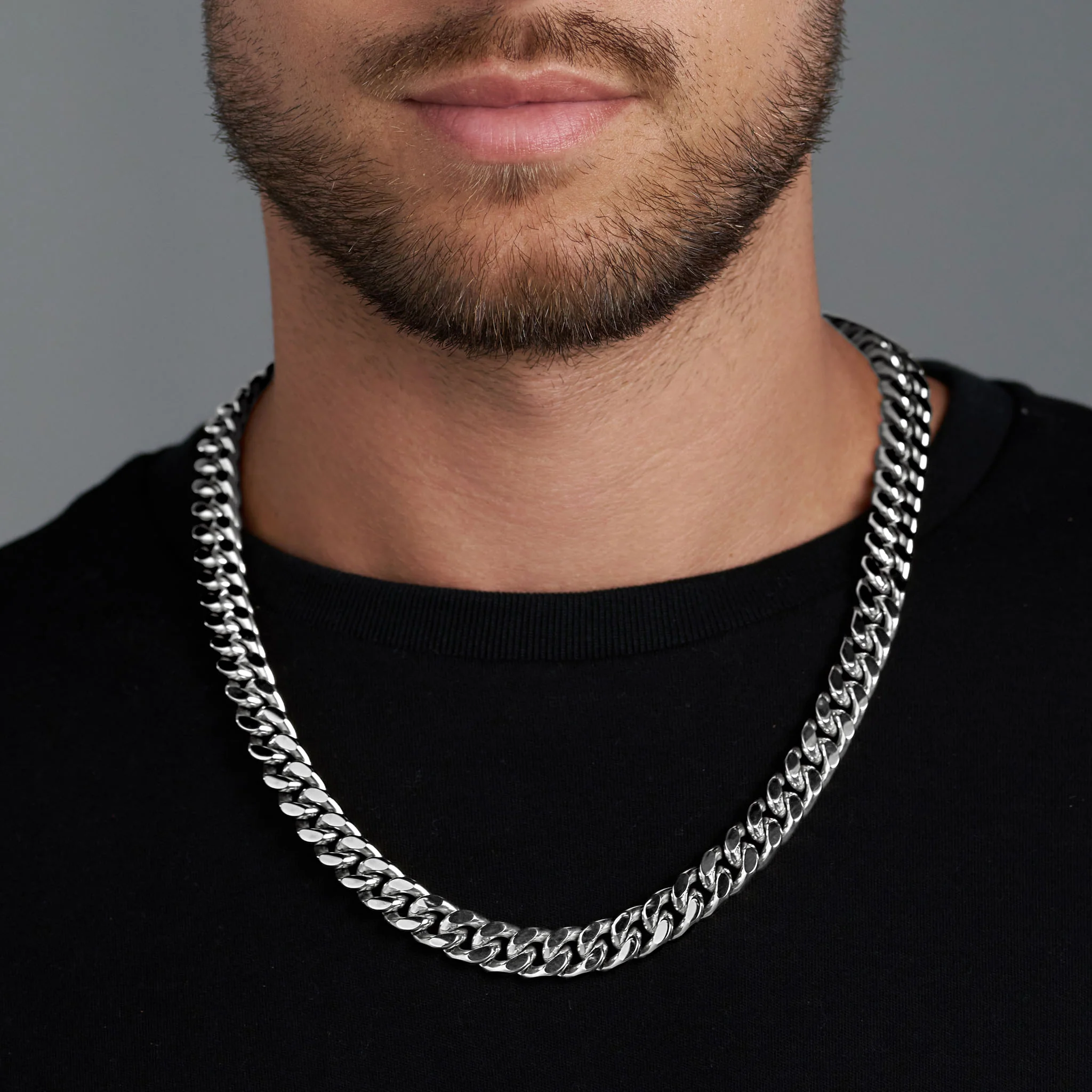 Cuban Link Chain + Bracelet (Silver) - 12mm - Image 2