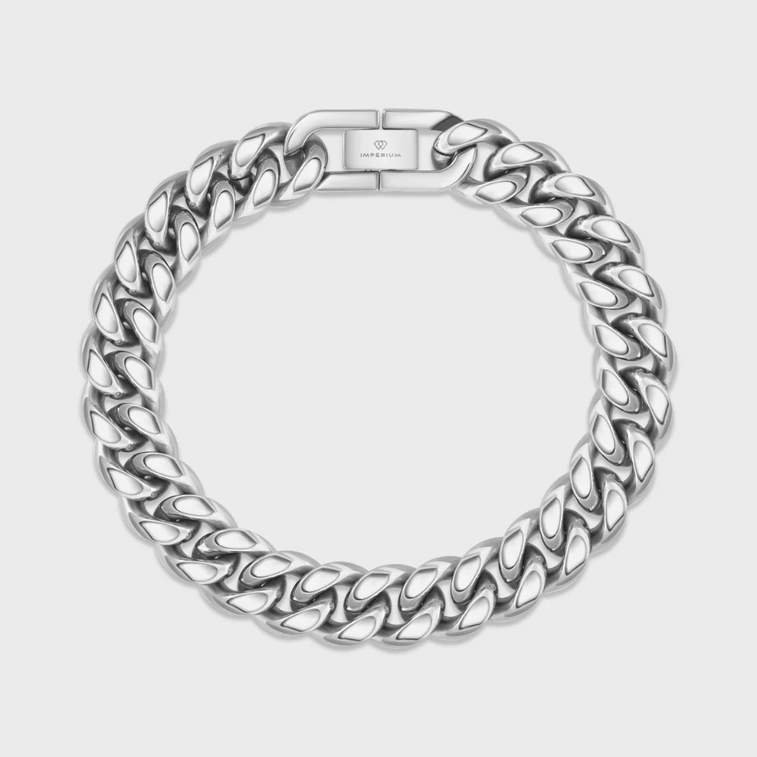 Cuban Link Chain + Bracelet (Silver) - 12mm - Image 4