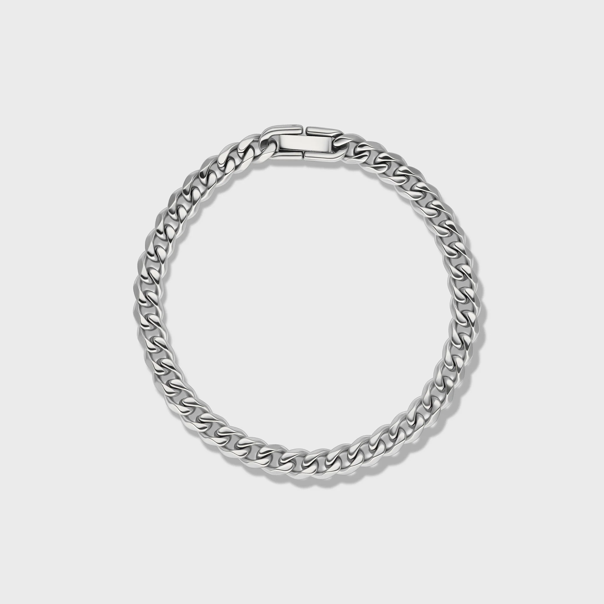 Cuban Link Chain + Bracelet (Silver) - 5mm - Image 4