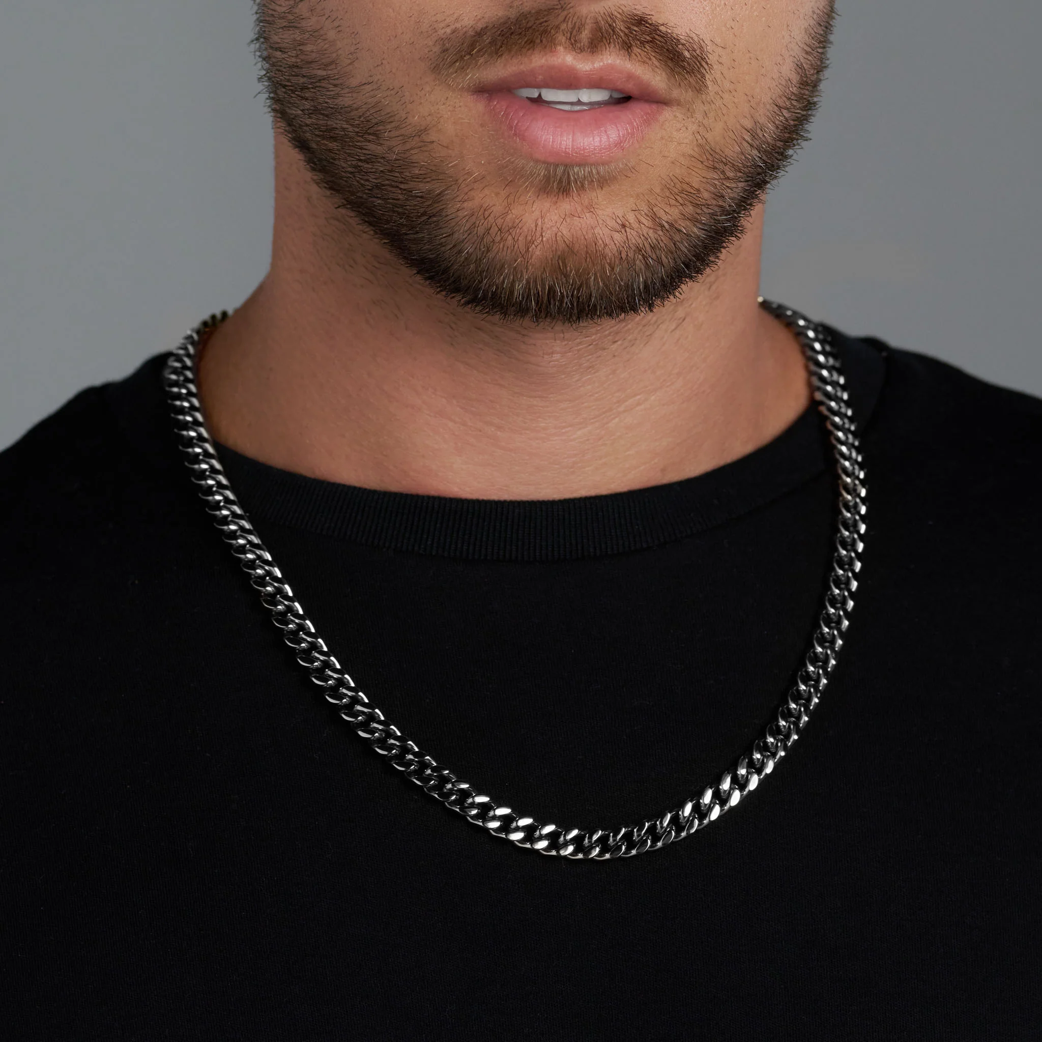 Cuban Link Chain + Bracelet (Silver) - 8mm - Image 2