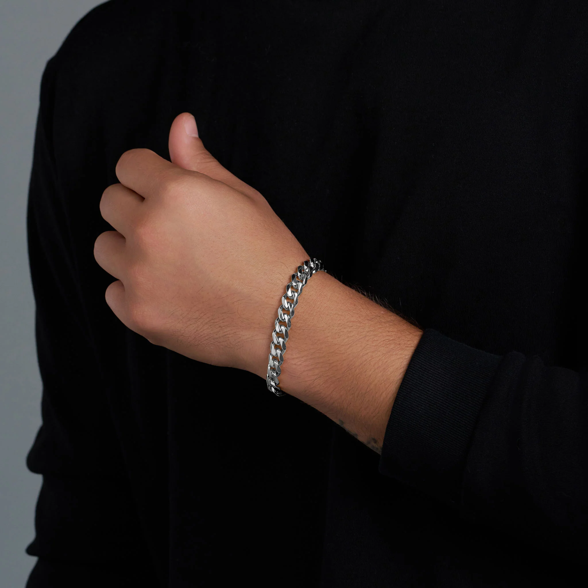 Cuban Link Chain + Bracelet (Silver) - 8mm - Image 3