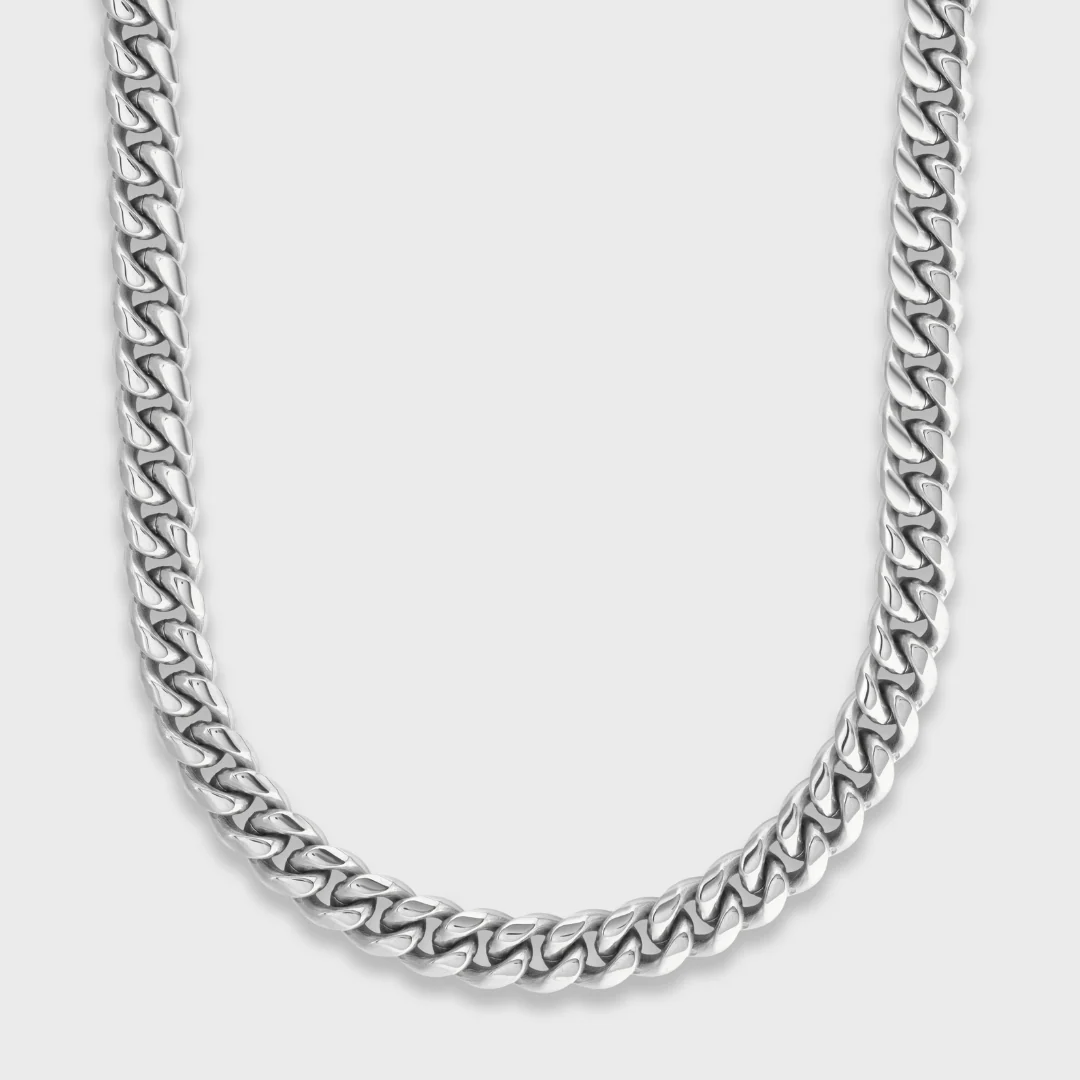 Cuban Link Chain + Bracelet (Silver) - 8mm - Image 4