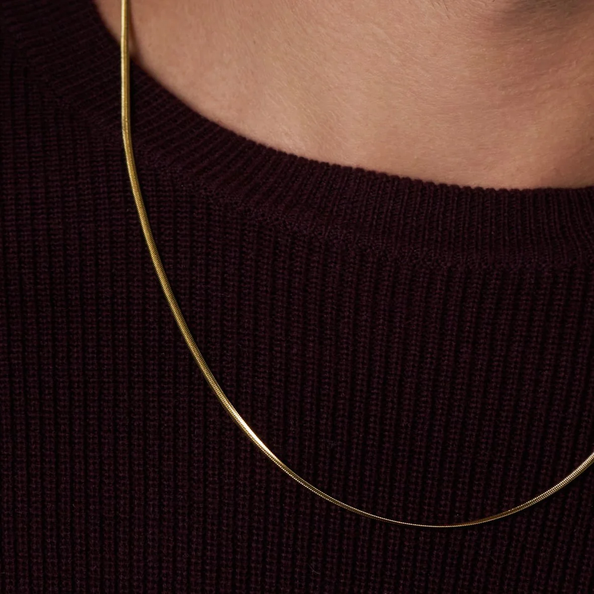 Flat Snake Chain (Gold) - 2mm - Image 5