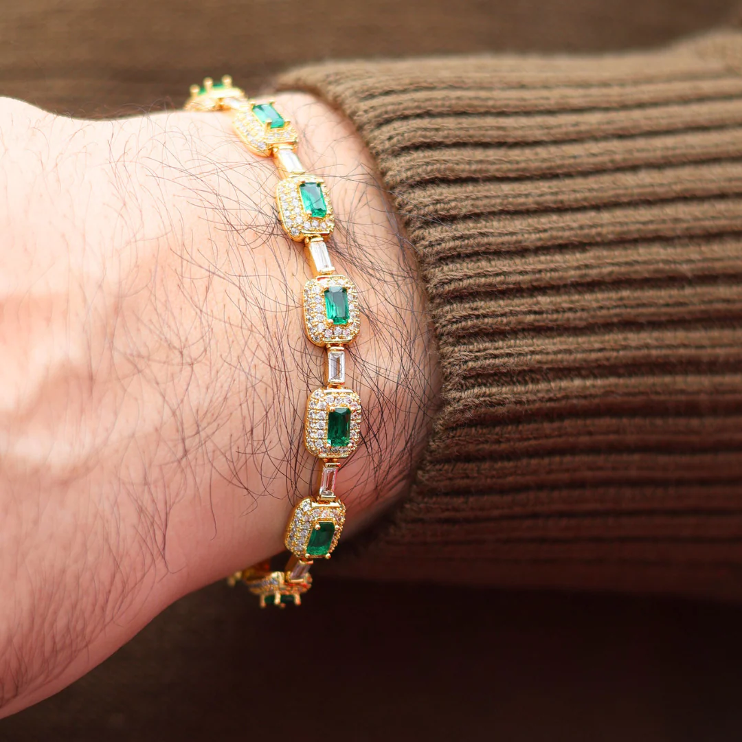 Green Gemstone Bracelet (Gold) - 7mm - Image 2