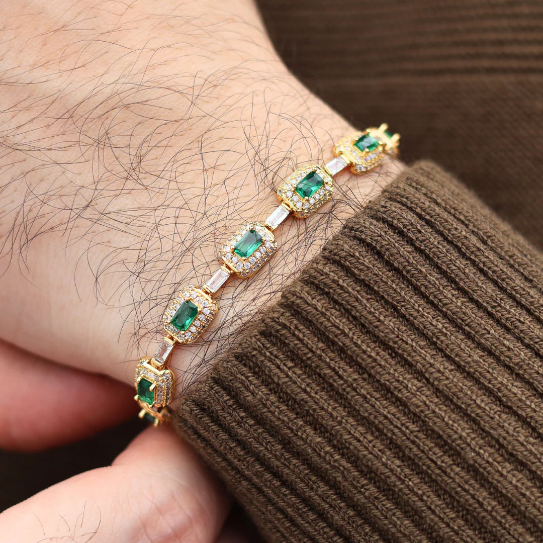 Green Gemstone Bracelet (Gold) - 7mm - Image 4