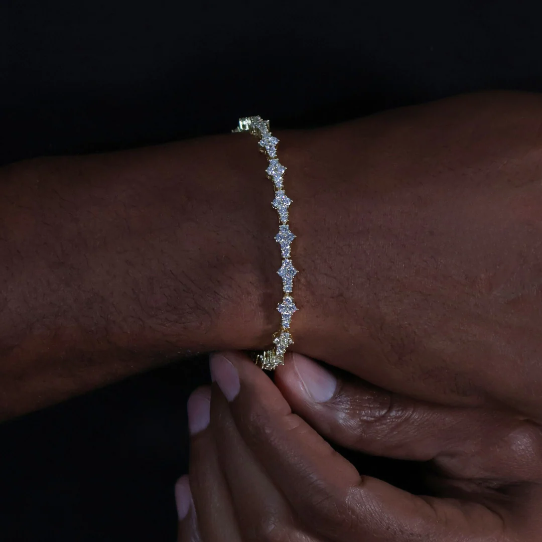 Honeycomb Tennis Bracelet (Gold) - 6.5mm - Image 2