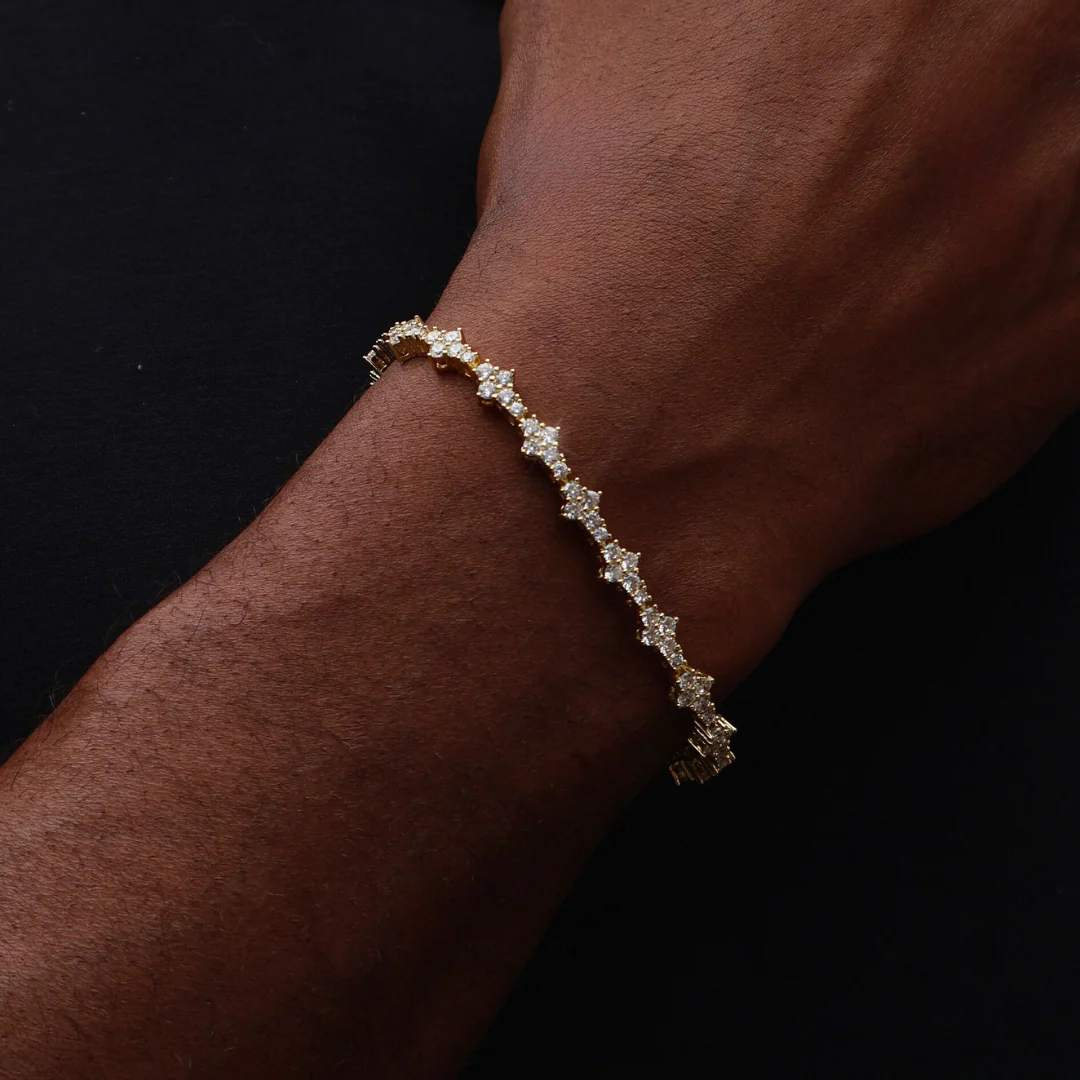 Honeycomb Tennis Bracelet (Gold) - 6.5mm - Image 4