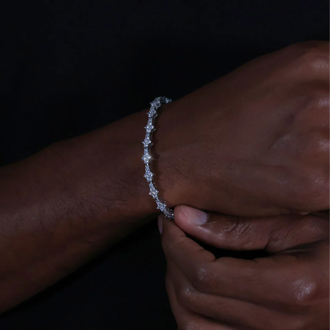 Honeycomb Tennis Bracelet (Silver) - 6.5mm - Image 2