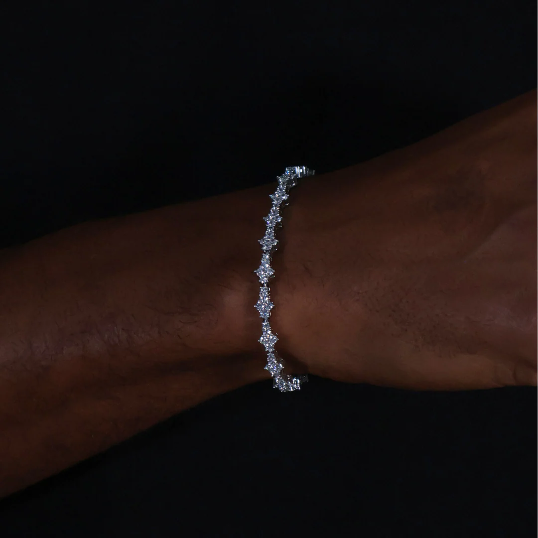 Honeycomb Tennis Bracelet (Silver) - 6.5mm - Image 4