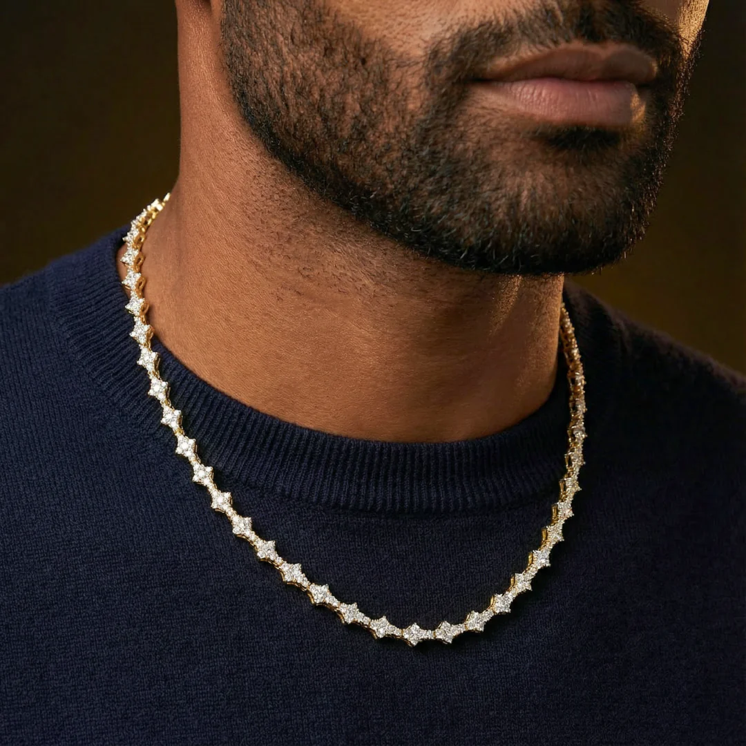 Honeycomb Tennis Chain (Gold) - 6.5mm - Image 2
