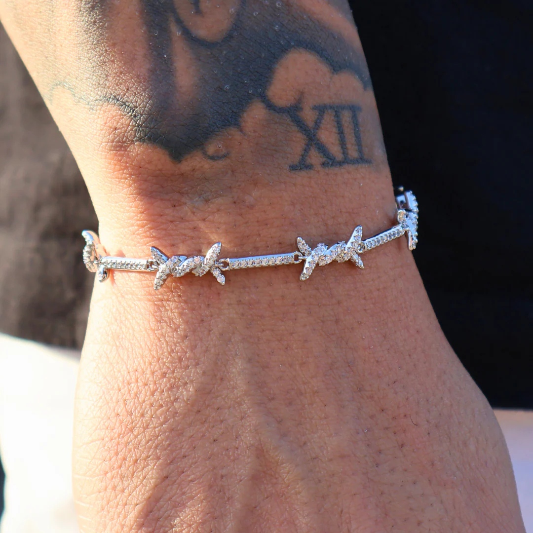 Iced Barbed Wire Bracelet (Silver) - 6mm - Image 2