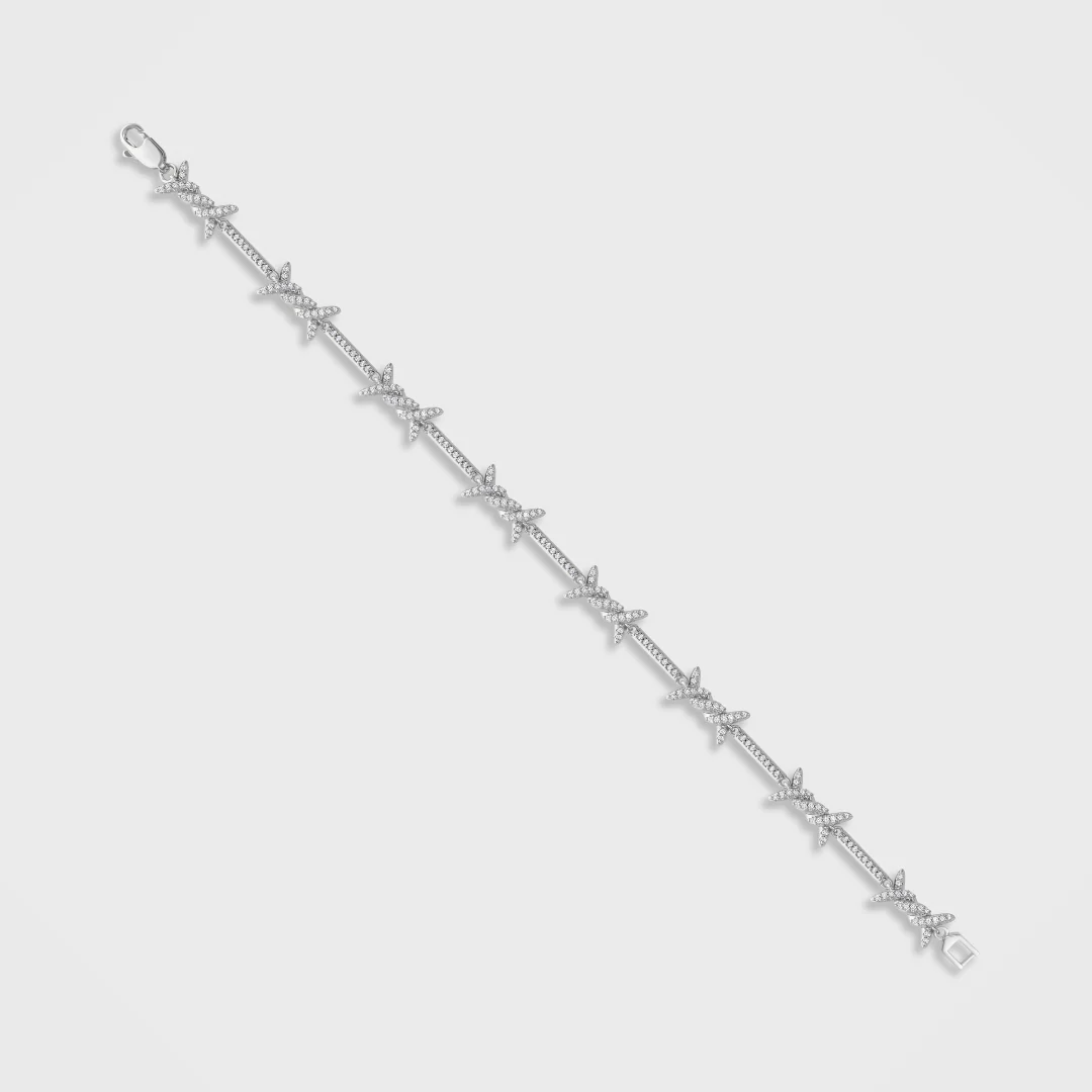 Iced Barbed Wire Bracelet (Silver) - 6mm - Image 3