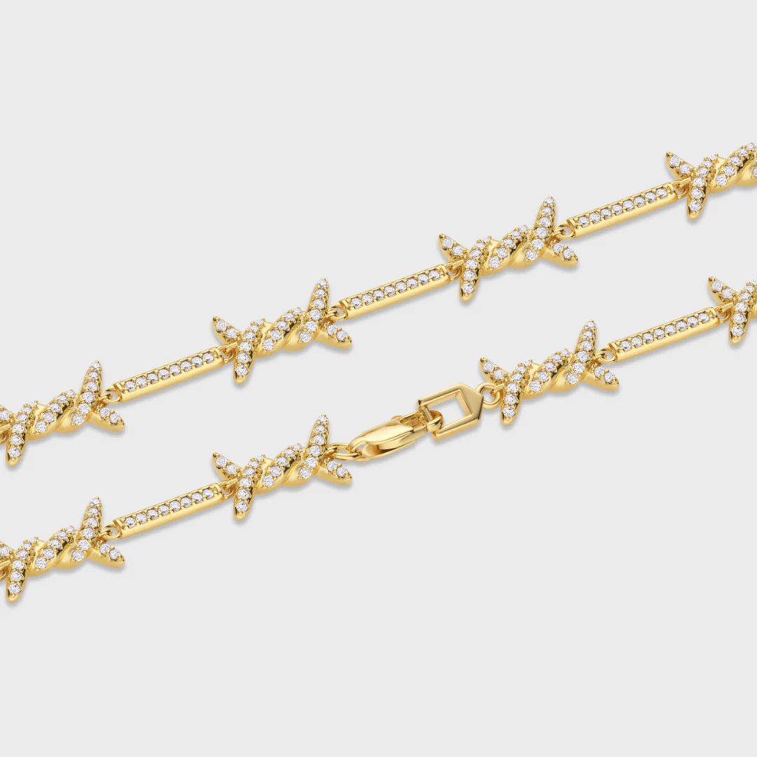 Iced Barbed Wire Chain (Gold) - 6mm - Image 3
