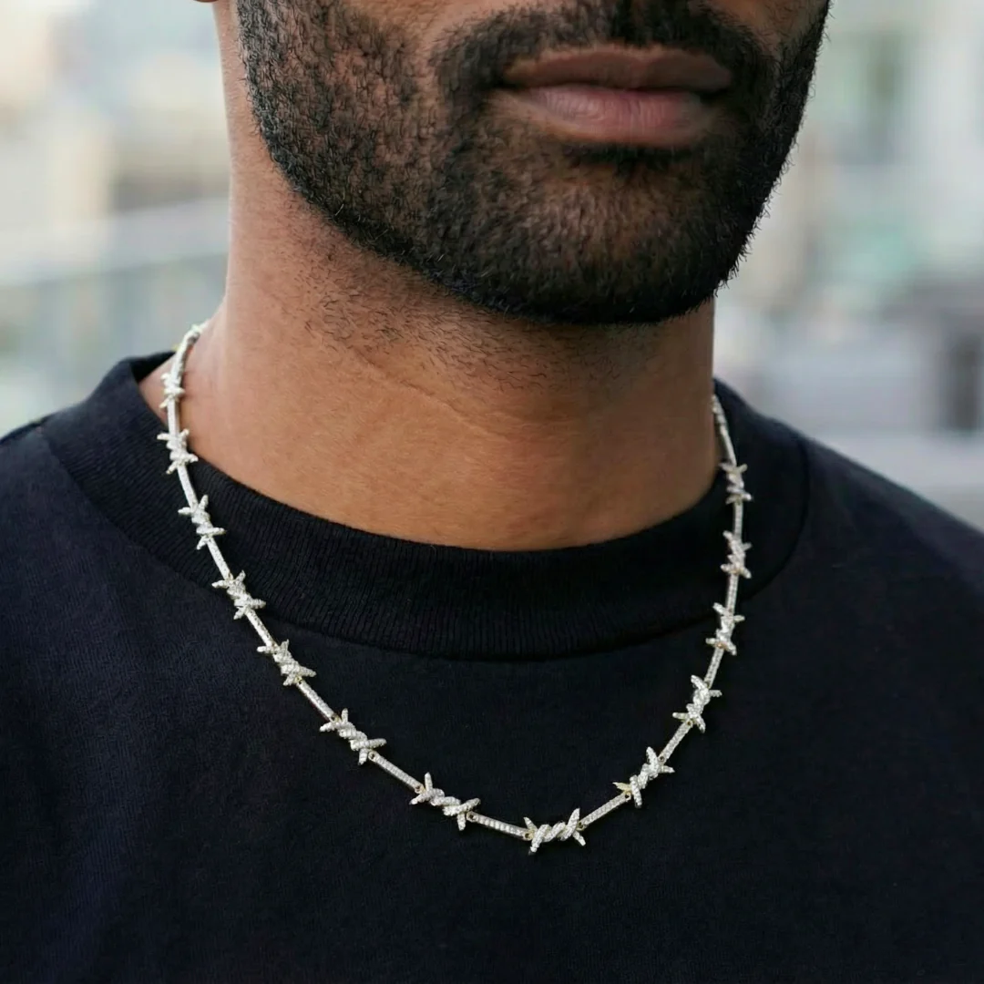 Iced Barbed Wire Chain (Silver) - 6mm - Image 2