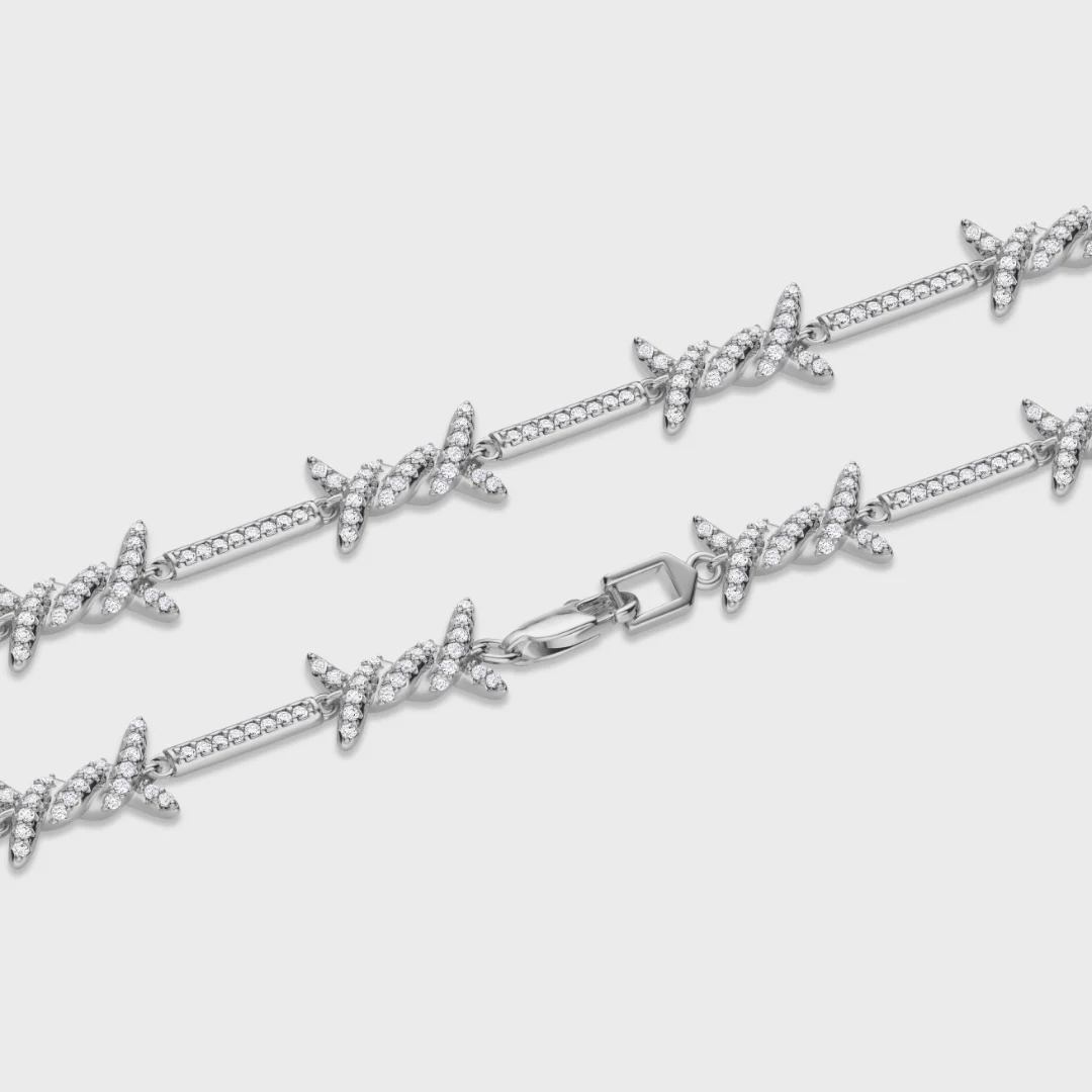 Iced Barbed Wire Chain (Silver) - 6mm - Image 3