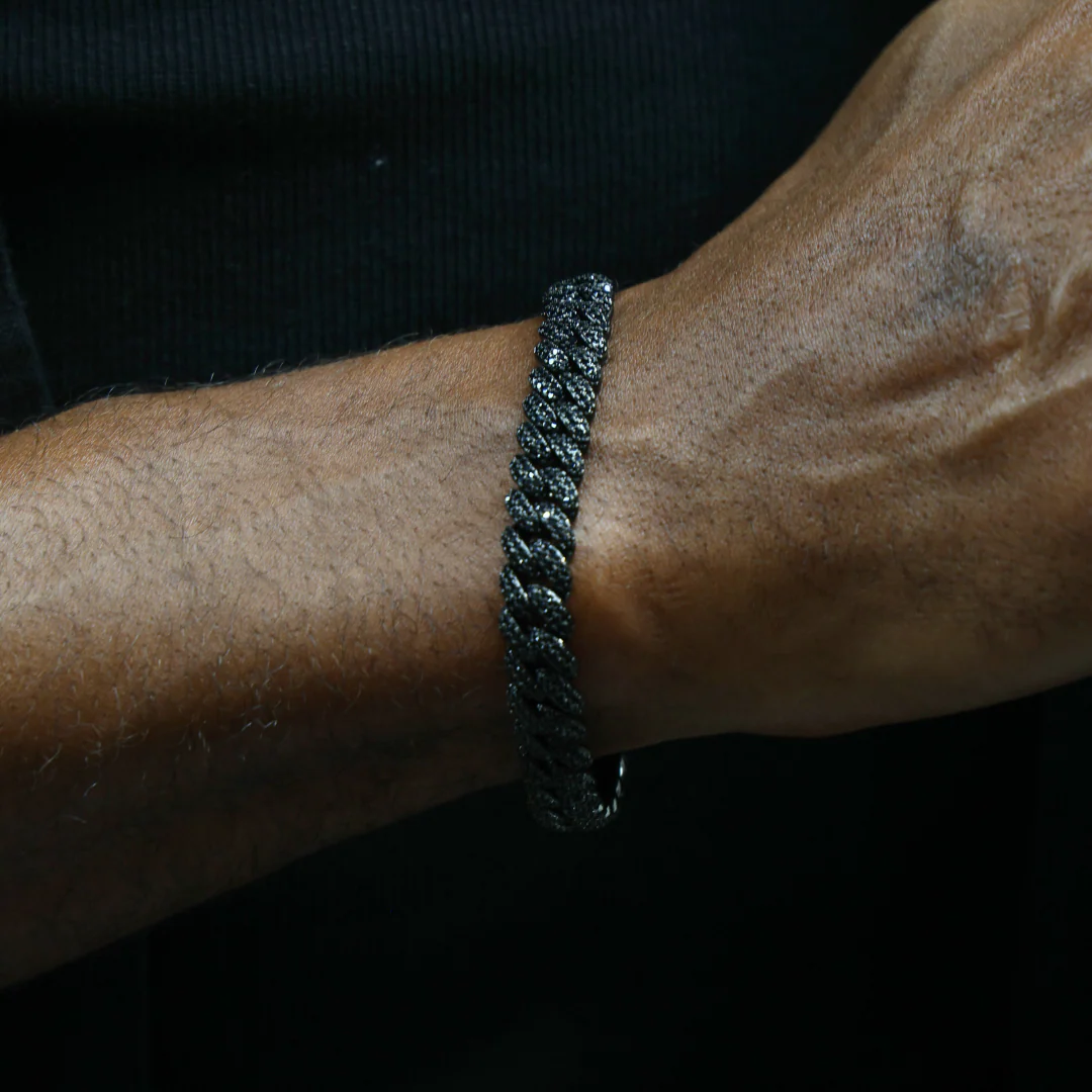 Iced Cuban Bracelet (Black) - 10mm - Image 2