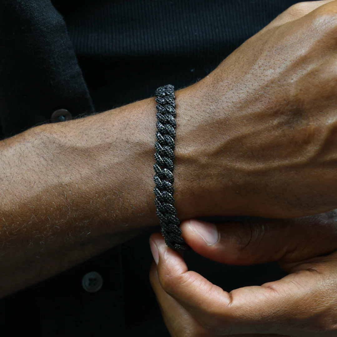 Iced Cuban Bracelet (Black) - 10mm - Image 4