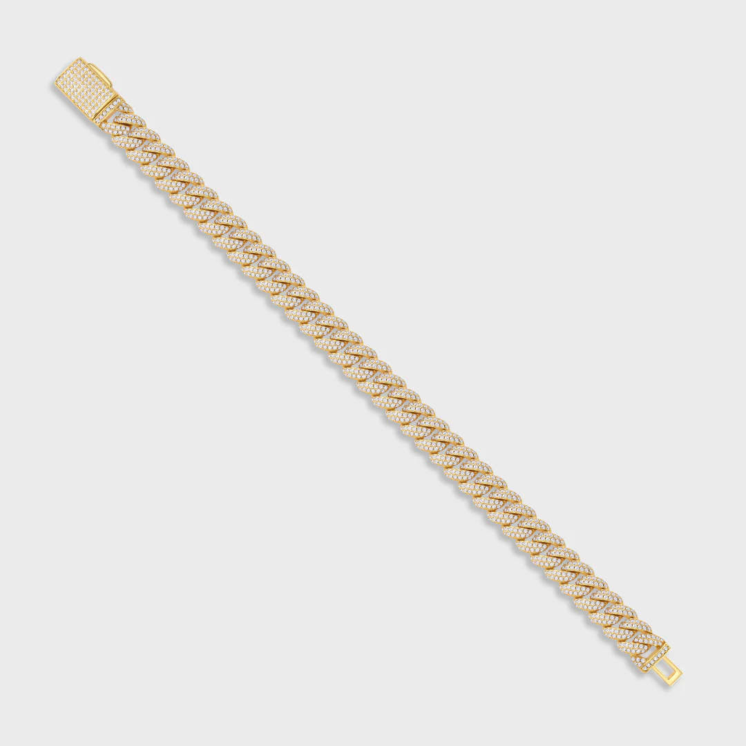 Iced Cuban Bracelet (Gold) - 10mm - Image 3