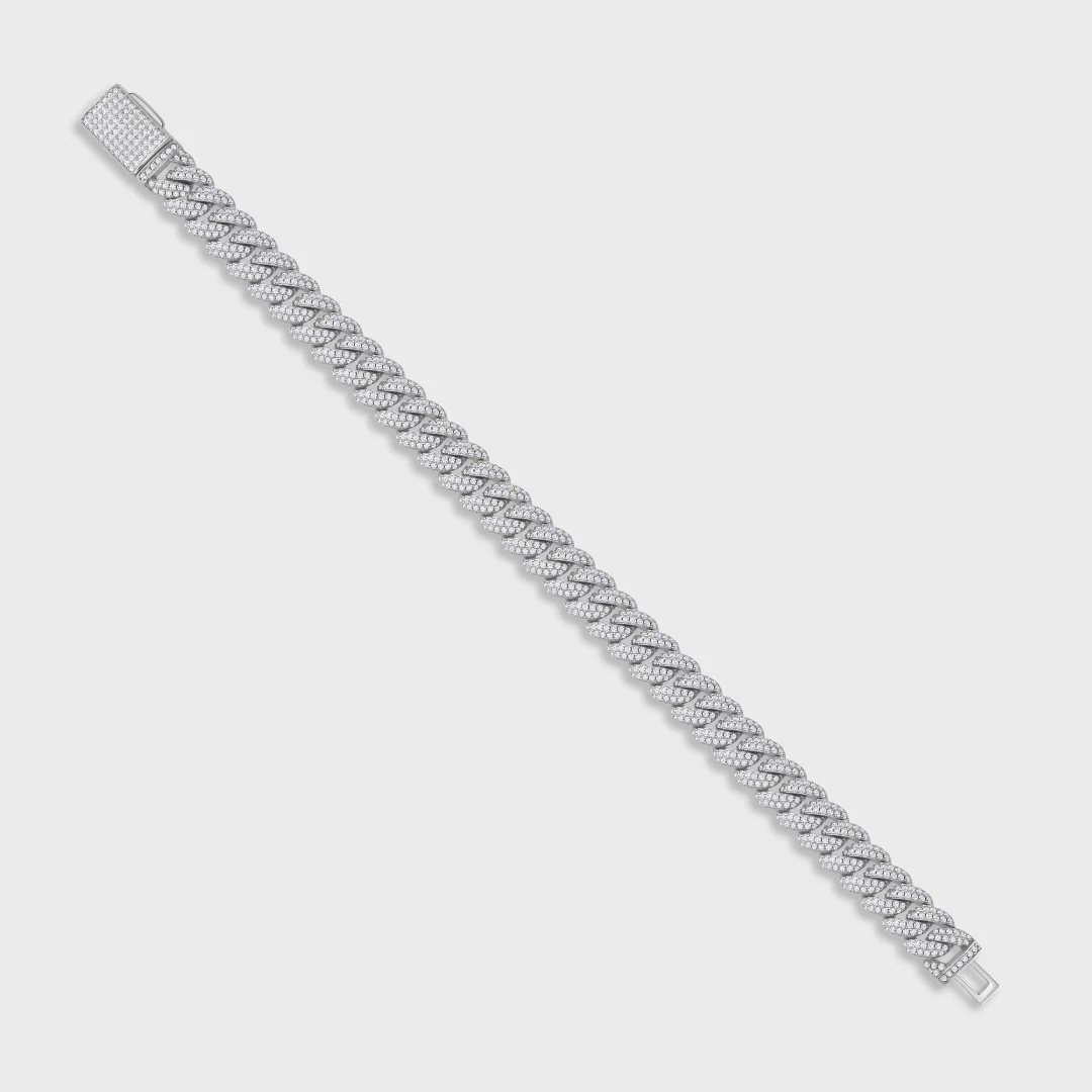 Iced Cuban Bracelet (Silver) - 10mm - Image 3