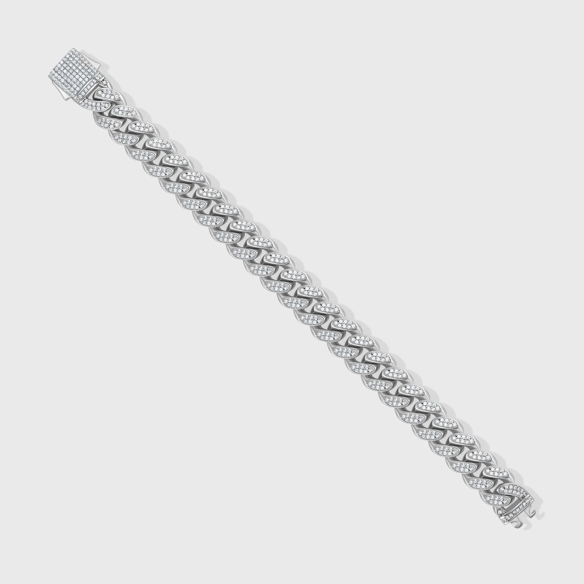 Iced Cuban Bracelet (Silver) - 12mm - Image 3