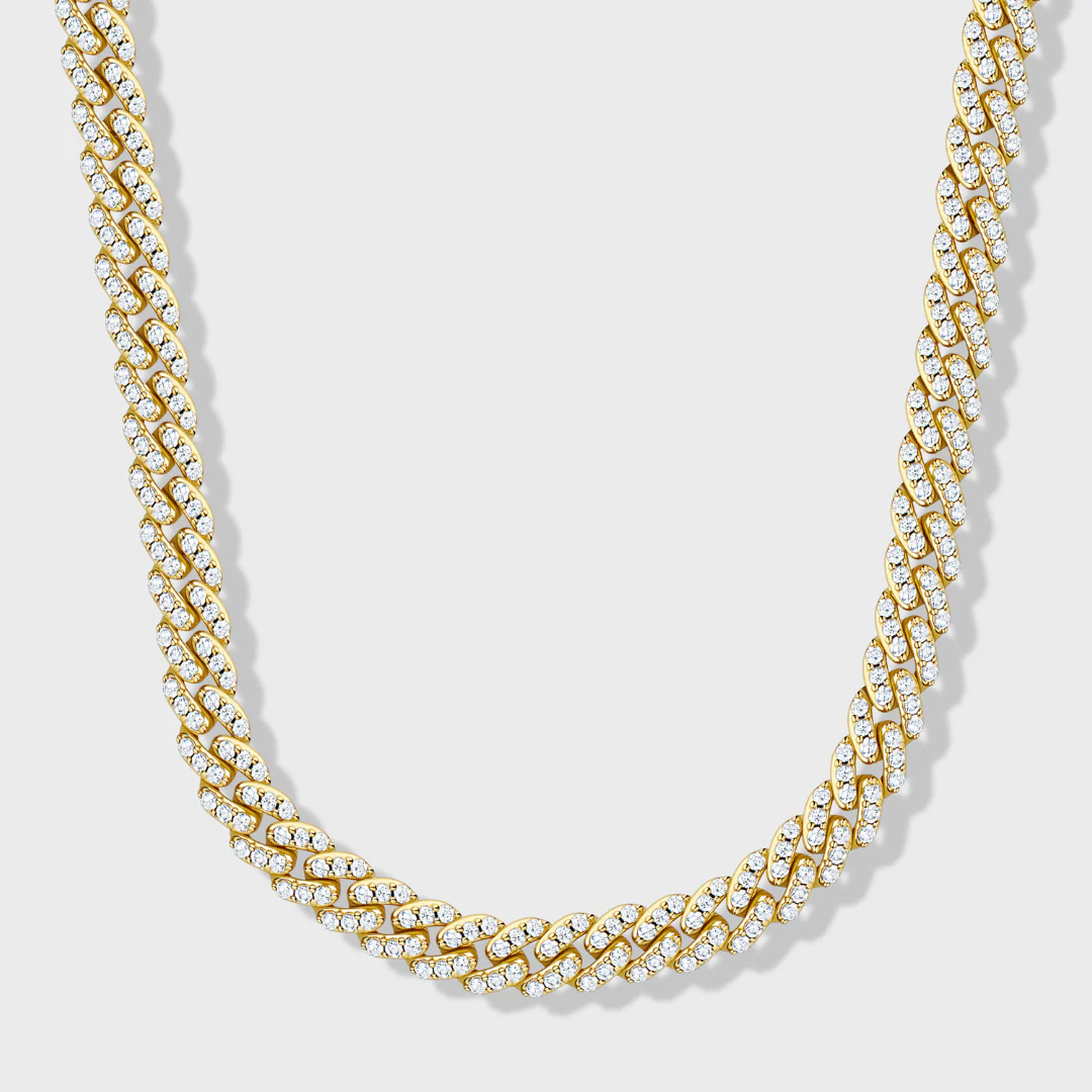 Iced Cuban Chain + Bracelet (Gold) - 8mm - Image 3