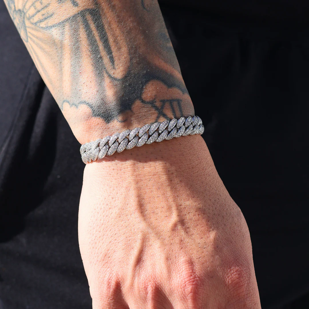 Iced Cuban Chain + Bracelet (Silver) - 10mm - Image 3