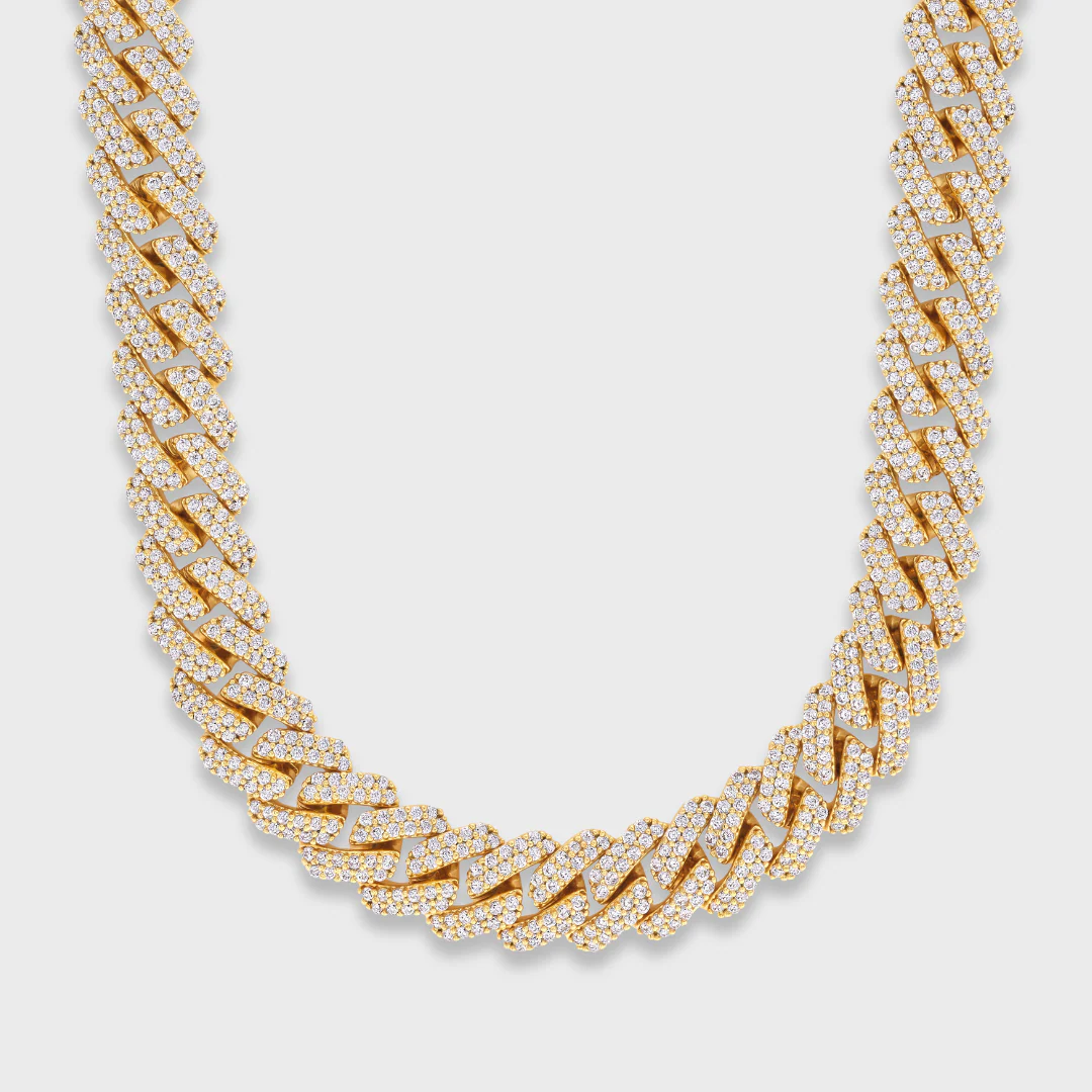 Iced Prong Cuban Chain + Bracelet (Gold) - 12mm - Image 4