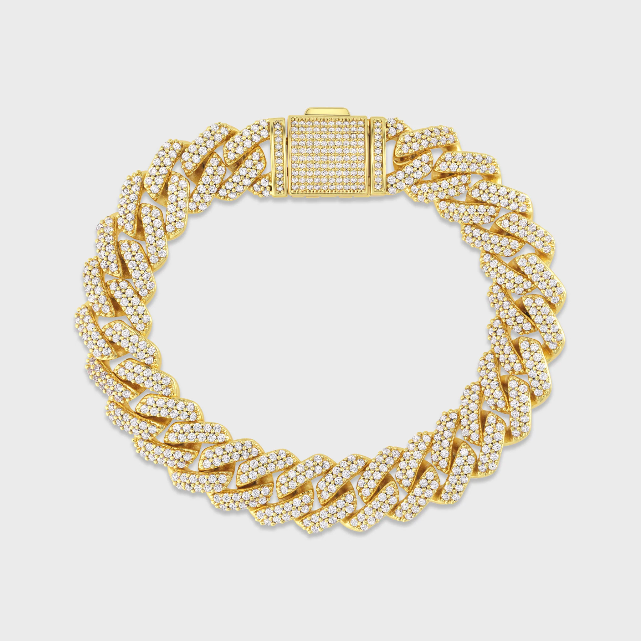 Iced Prong Cuban Chain + Bracelet (Gold) - 12mm - Image 5