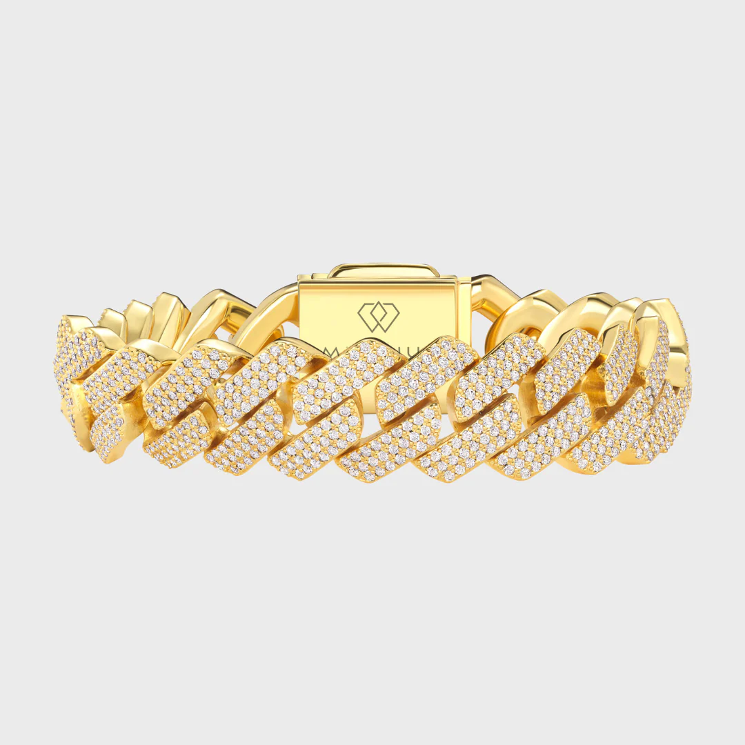 Iced Prong Cuban Chain + Bracelet (Gold) - 20mm - Image 5