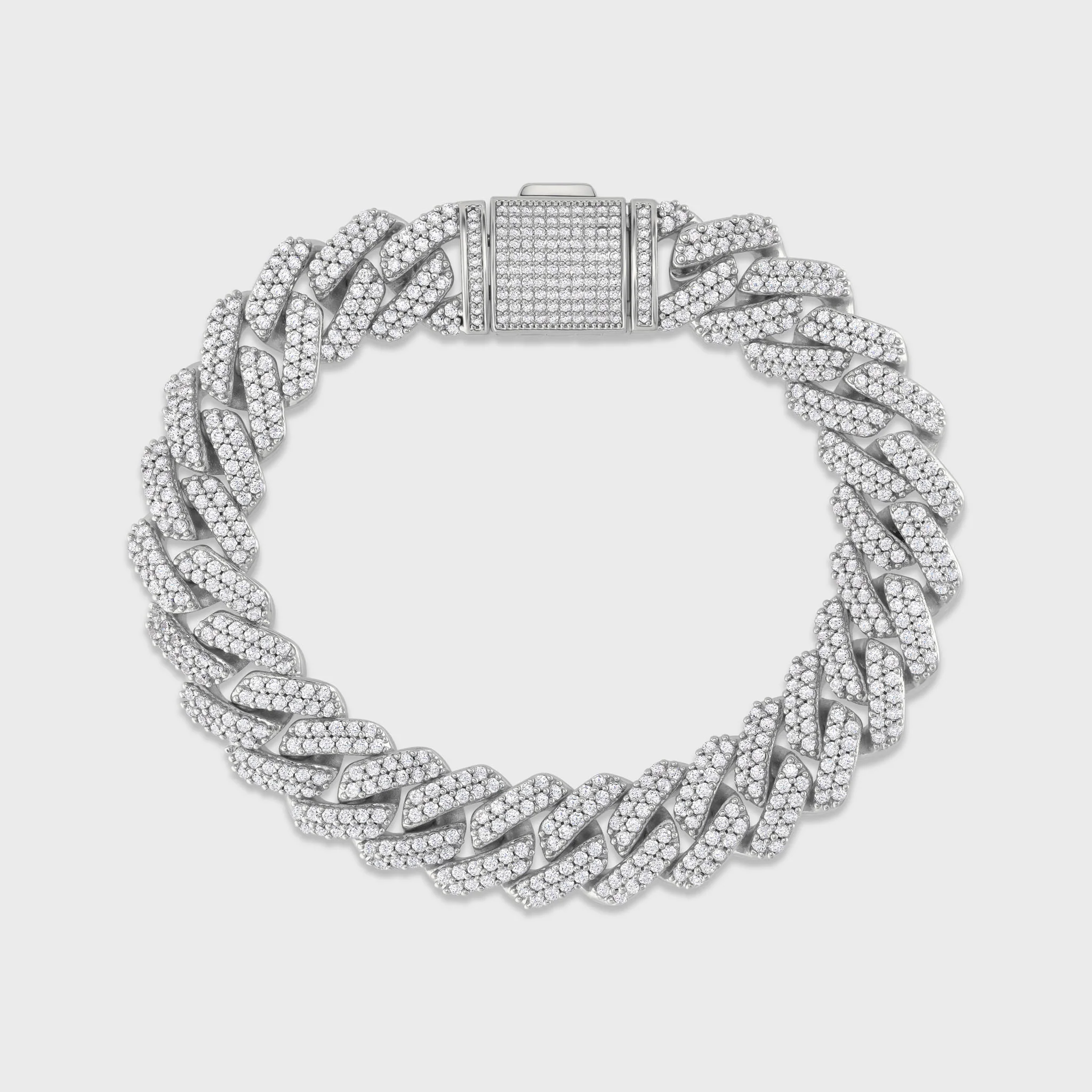 Iced Prong Cuban Chain + Bracelet (Silver) - 12mm - Image 5