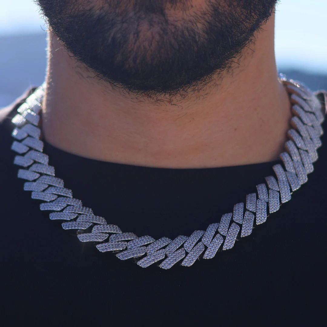 Iced Prong Cuban Chain + Bracelet (Silver) - 20mm - Image 2
