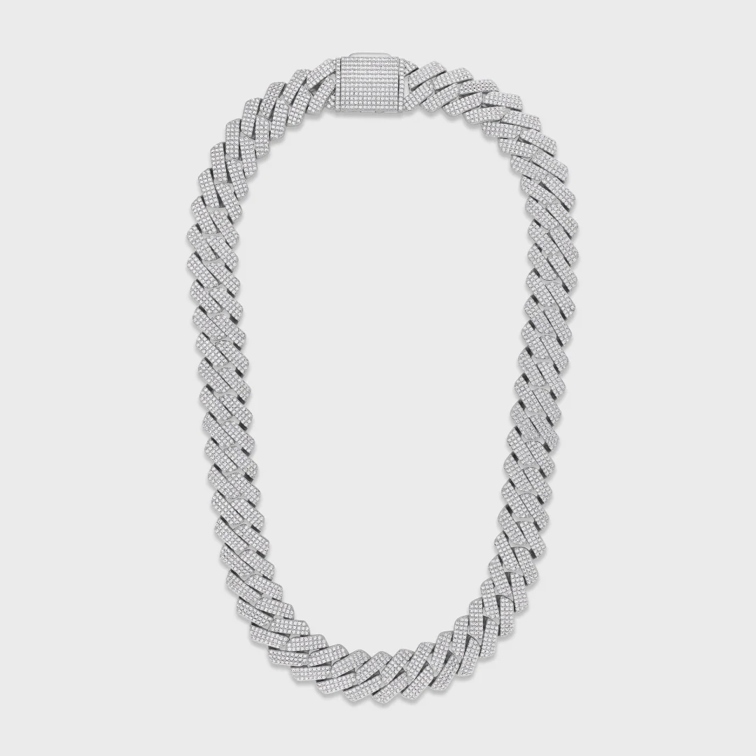 Iced Prong Cuban Chain + Bracelet (Silver) - 20mm - Image 4