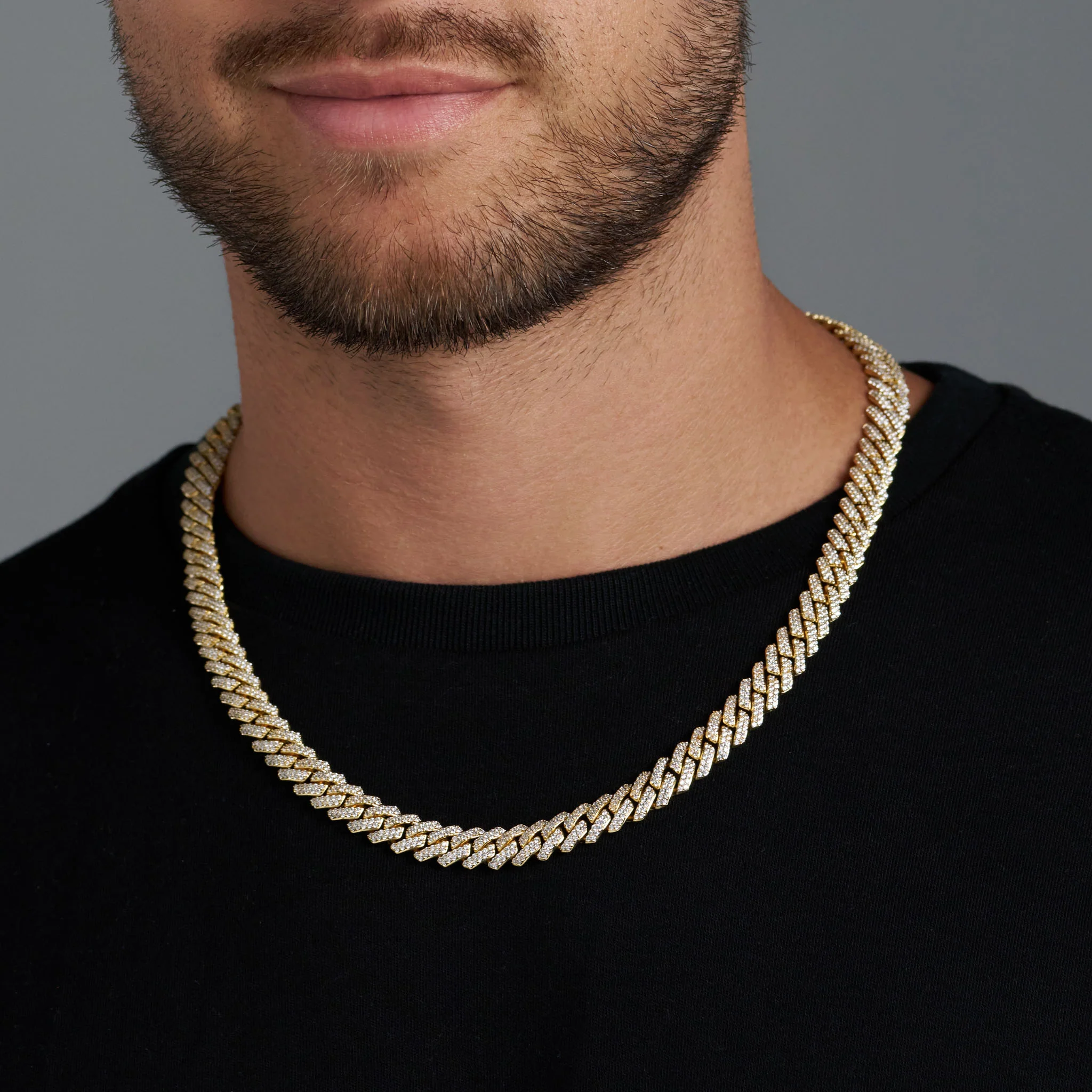 Iced Prong Cuban Chain (Gold) - 10mm - Image 2