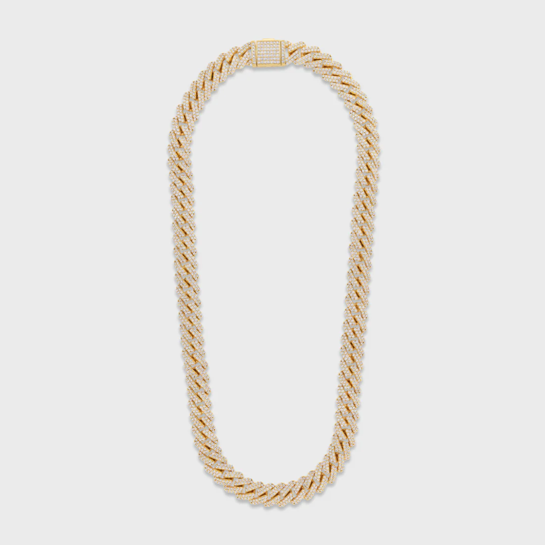 Iced Prong Cuban Chain (Gold) - 12mm - Image 4