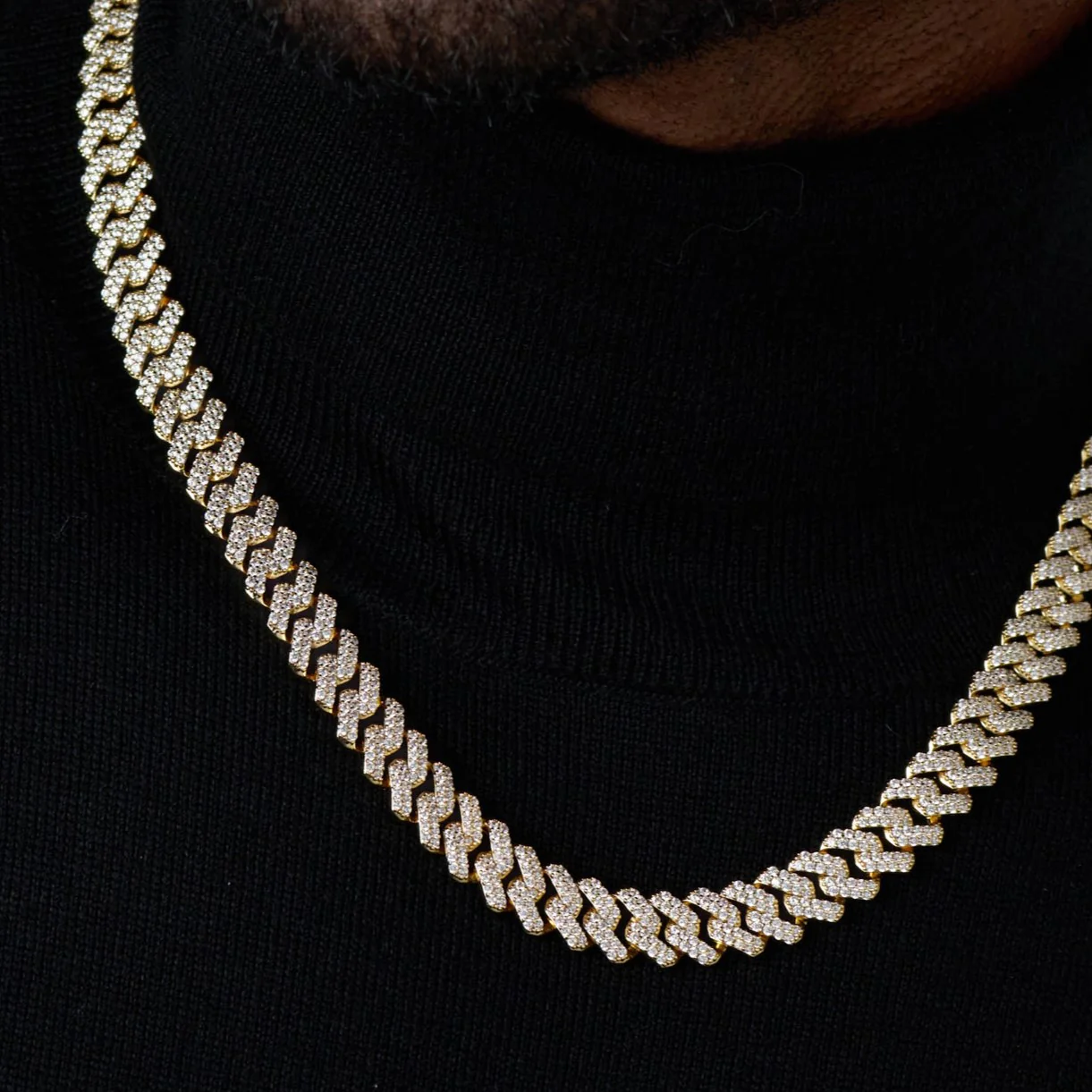 Iced Prong Cuban Chain (Gold) - 12mm - Image 5