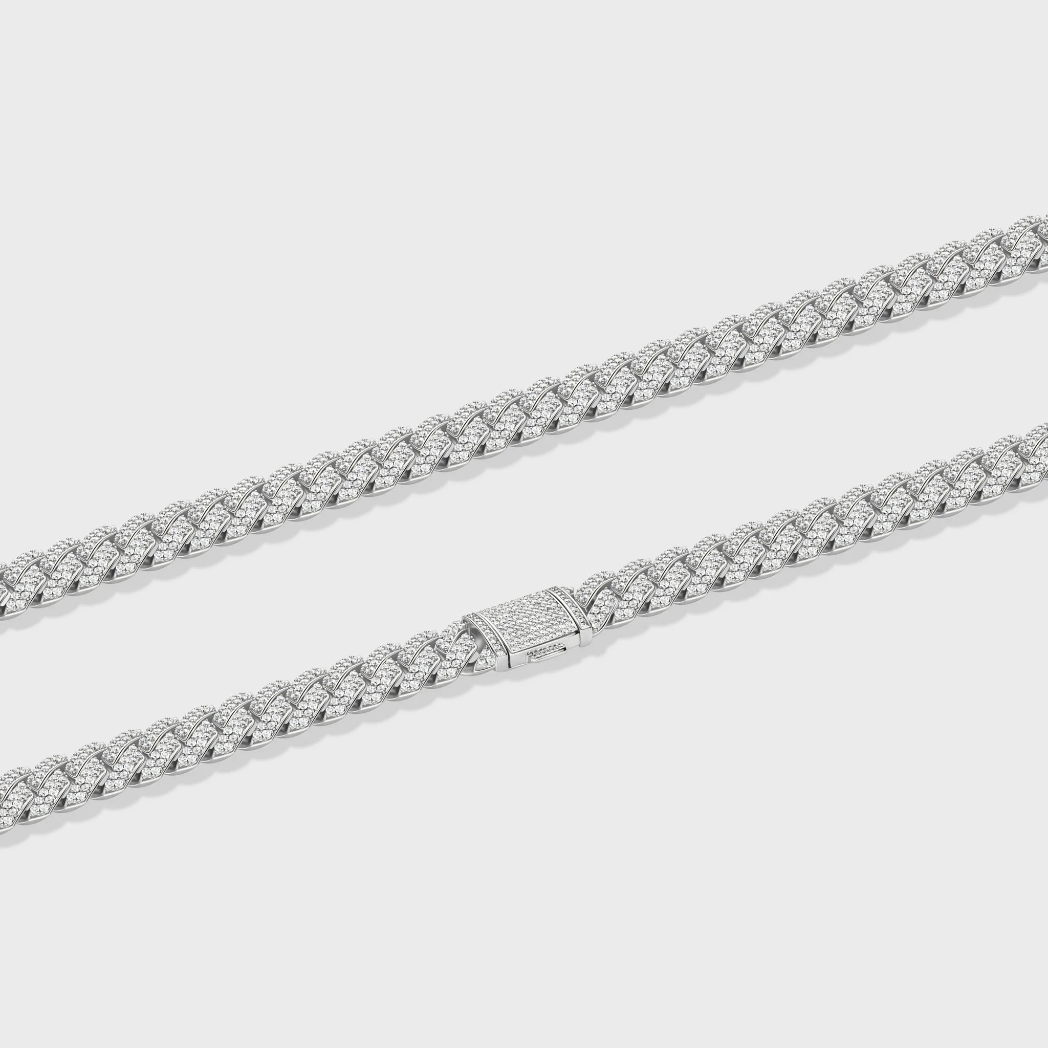 Iced Prong Cuban Chain (Silver) - 10mm - Image 3