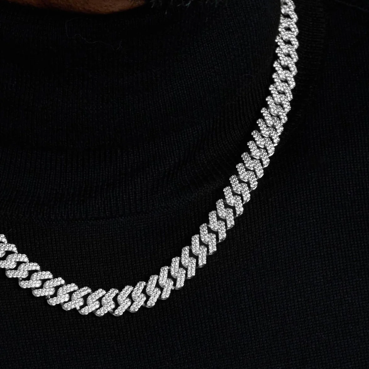 Iced Prong Cuban Chain (Silver) - 12mm - Image 5