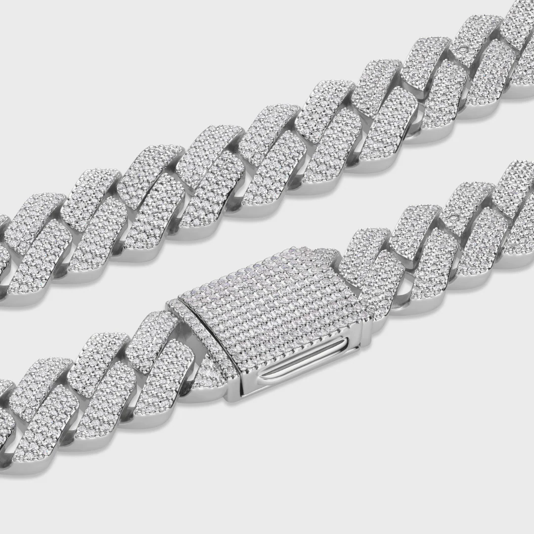Iced Prong Cuban Chain (Silver) - 20mm - Image 5
