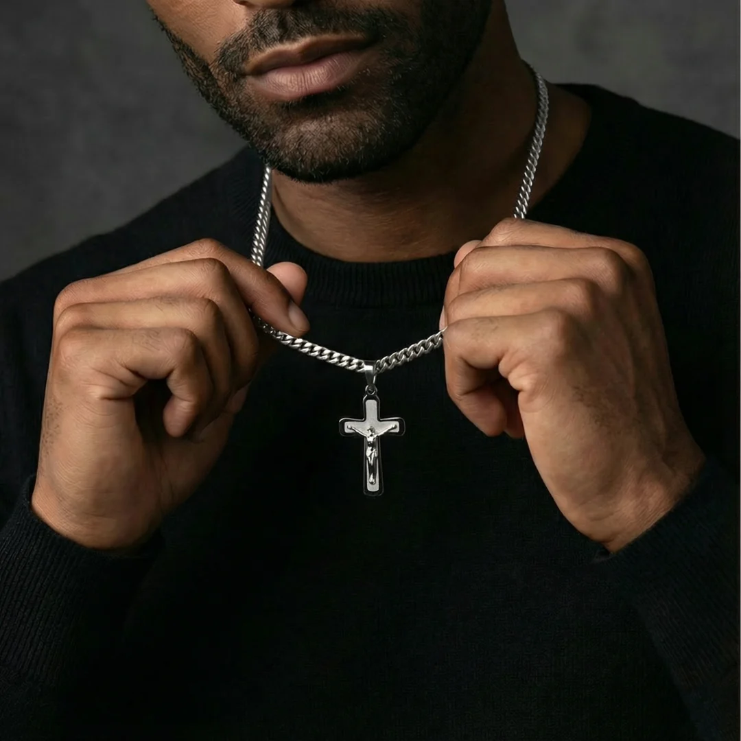 Jesus Cross Pendant (Silver) - Image 4